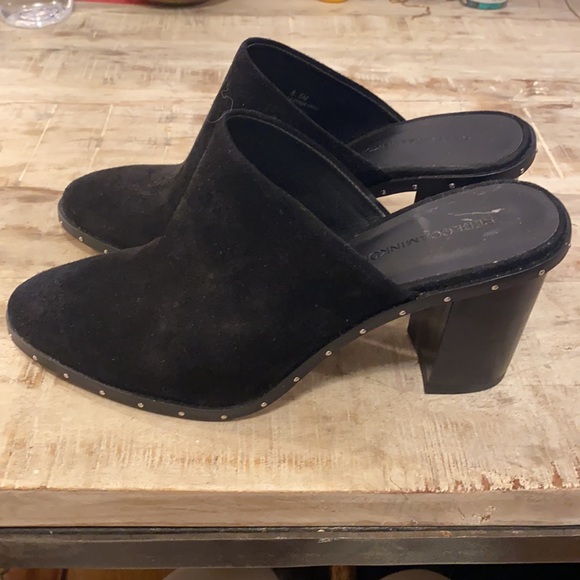 Rebecca Minkoff Black Suede heeled mules size 8.5M - Picture 3 of 11